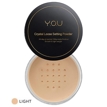 Y.O.U Crystal Loose Setting Powder #01 Light 6.8g แป้งฝุ่นที่มีสารสกัดจากชะเอมเทศเพื่อเซ็ตเมคอัพ ควบคุมความมันส่วนเกิน ให้ผิวกระจ่างใสคงอยู่ตลอดวัน